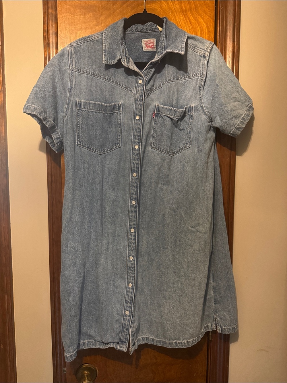 Levi's Light Wash Denim Shirt Dress in Blue